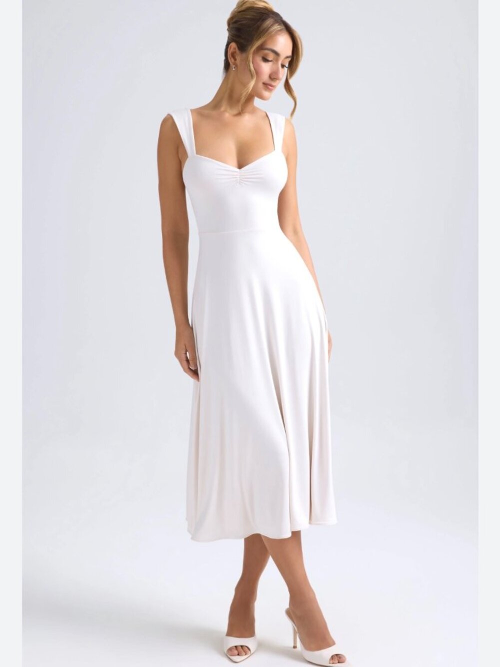 Oh Polly White Midi Dress – Open Back – NWT